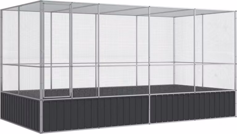 Voliera con Estensione Argento 418x207x212 cm Acciaio