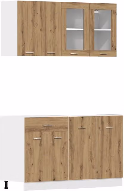 Set di Armadio pensile | Mobili da Cucina 4 pz Lyon Rovere Artigianale Truciolato