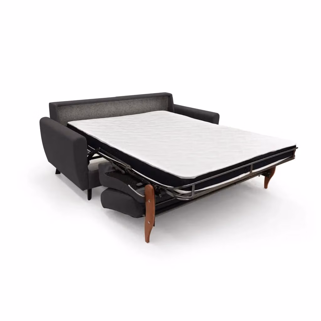 Divani.Store Callisto Divano letto matrimoniale in tessuto nero con coperture rimovibili e stile scandinavo, Larghezza: 208 cm – 2