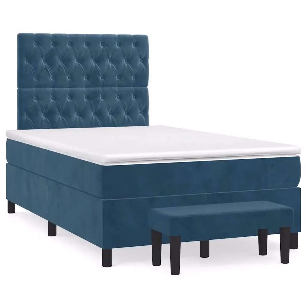 Letto Ibrido con Giroletto a Molle e Materasso vidaXL in Velluto Blu e Bianco L/P/H: 200 x 120 x 5 cm – 2
