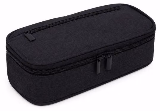 VHV - Custodia per penne con 5 scomparti - Ampia custodia Oxford con chiusura a zip - Impermeabile, colore nero - Ideale per scuola, studio e ufficio