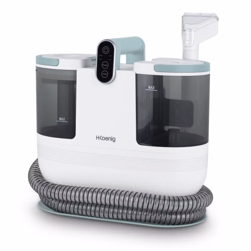 Pulitore tessile portatile H.Koenig TWT88 con acqua calda, 1200 W, Bianco/Turchese – 2