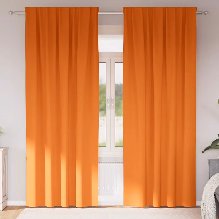 Set di 2 tende blackout vidaXL con anelli in poliestere, colore arancione, H 260 x L 140 cm