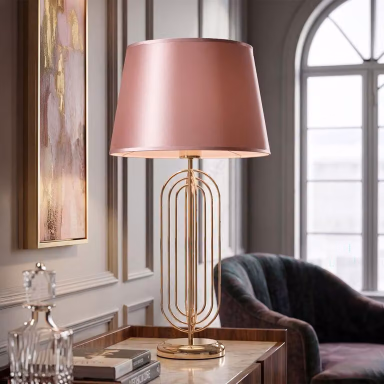 Lampada da tavolo Mauro Ferretti, modello Krista, attacco E27, diametro 33 cm, altezza 64 cm, disponibile nei colori rosa