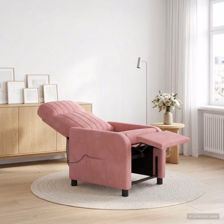 vidaXL Poltrona Relax Recliner in Velluto Rosa con Braccioli