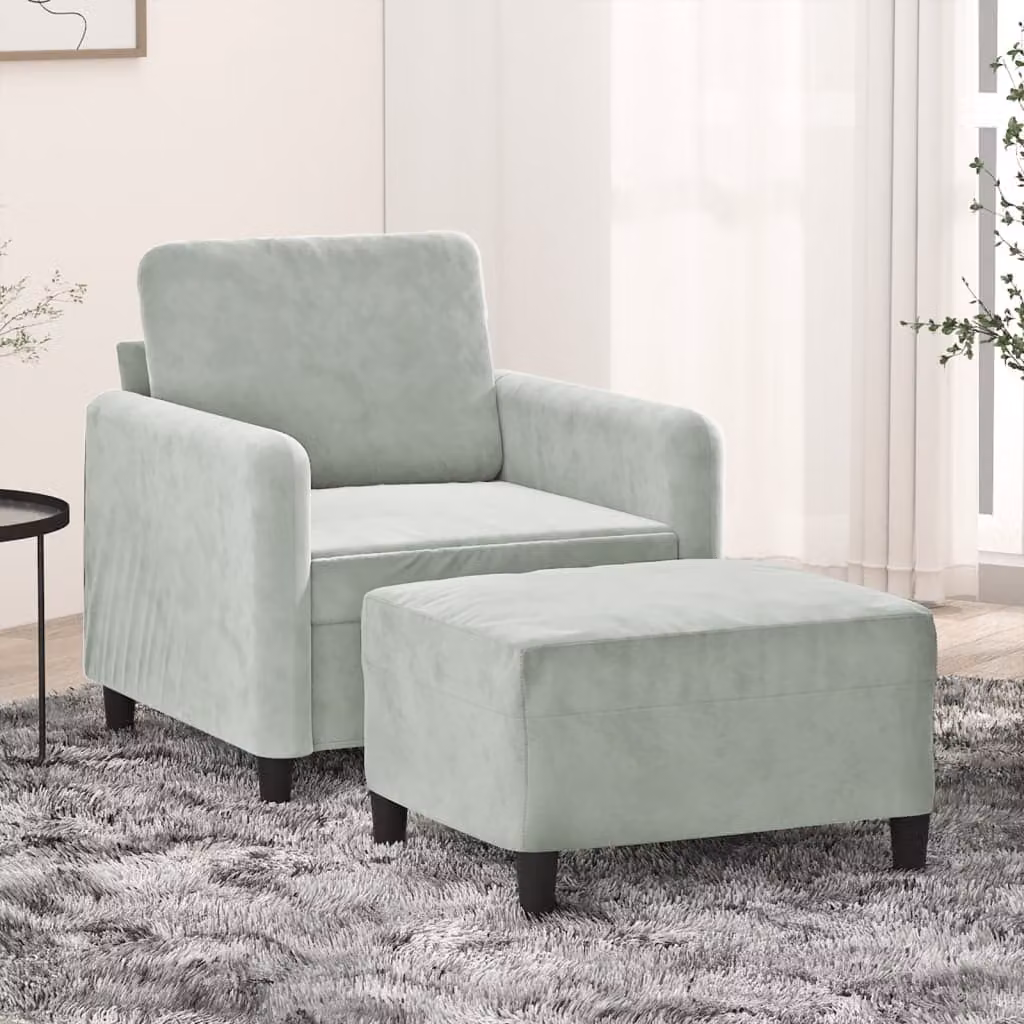 vidaXL Poltrona Relax con Poggiapiedi in Velluto Grigio