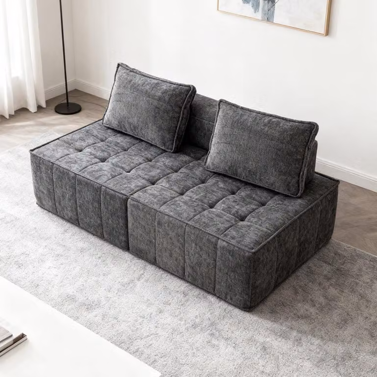 Divano letto - Divano trasformabile in letto - Letto aggiuntivo - Divano modulare - Letto per ospiti - Rivestimento in velluto grigio - Design salvaspazio