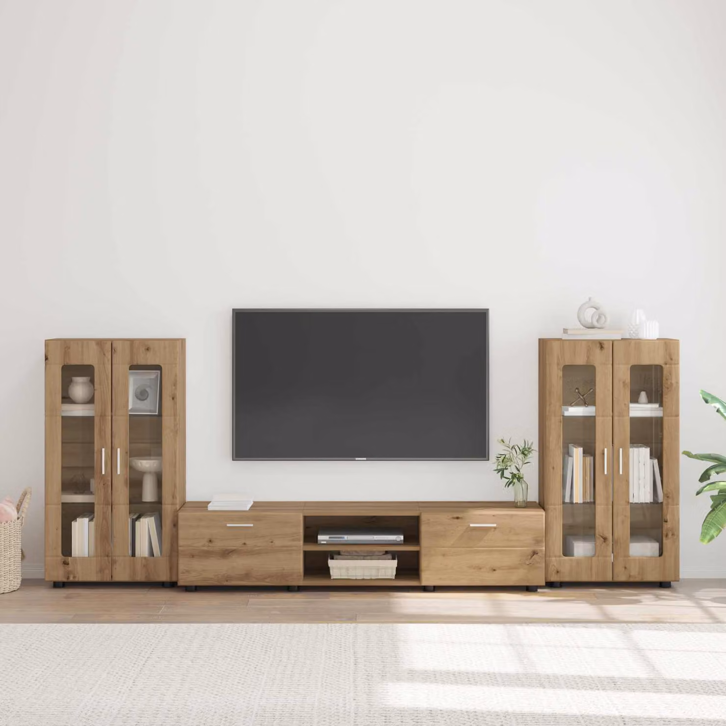 Set mobile TV vidaXL FLORIN in 3 pezzi Rovere artigianale, L/P/H: 150 x 39 x 30 cm – 1