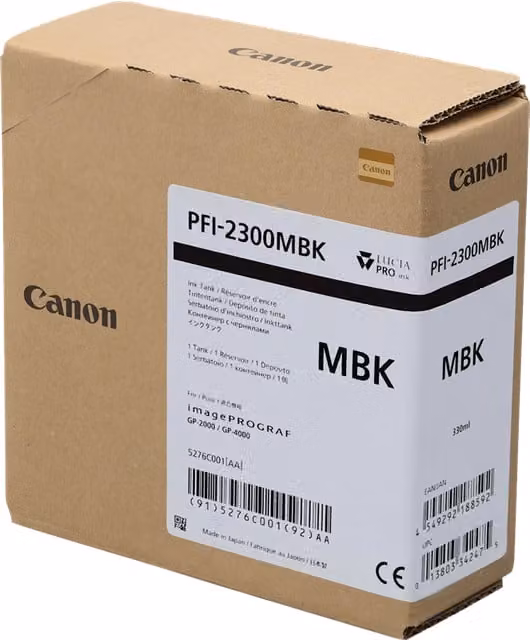 Canon PFI-2300 MBK cartuccia d'inchiostro 1 pz Originale Nero