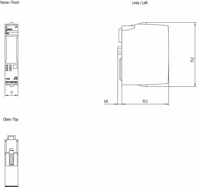 Siemens 6ES7131-6BF01-2BA0, interno, grado di protezione IP20, multicolore, , RoHS e REACH, dimensioni 73 mm, peso 400 g