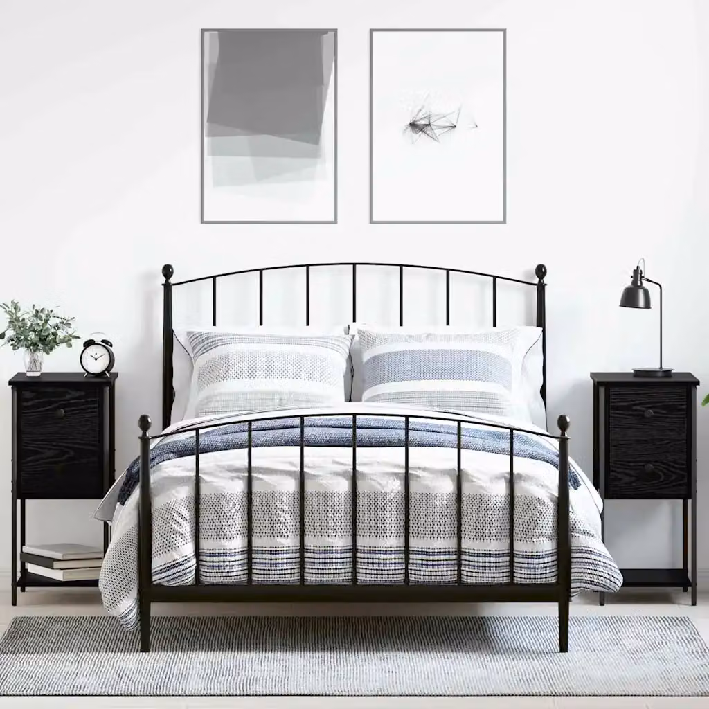 Set di 2 Armadi da Notte vidaXL Moderni in Nero Opaco L 32 x P 42 x H 70 cm