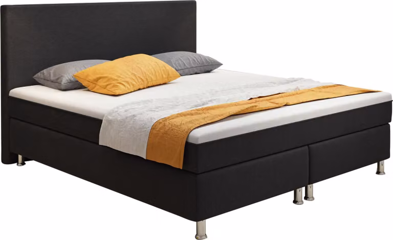 Box spring bed Berlin 180x200 cm tessuto nero Senza topper Senza materasso