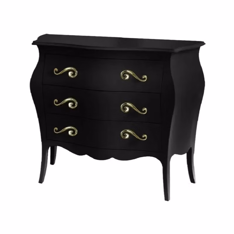 Cassettiera sagomata con 3 cassetti in legno nero opaco e oro Mobili 2G L: 116 cm, P: 42 cm, H: 85 cm – 2