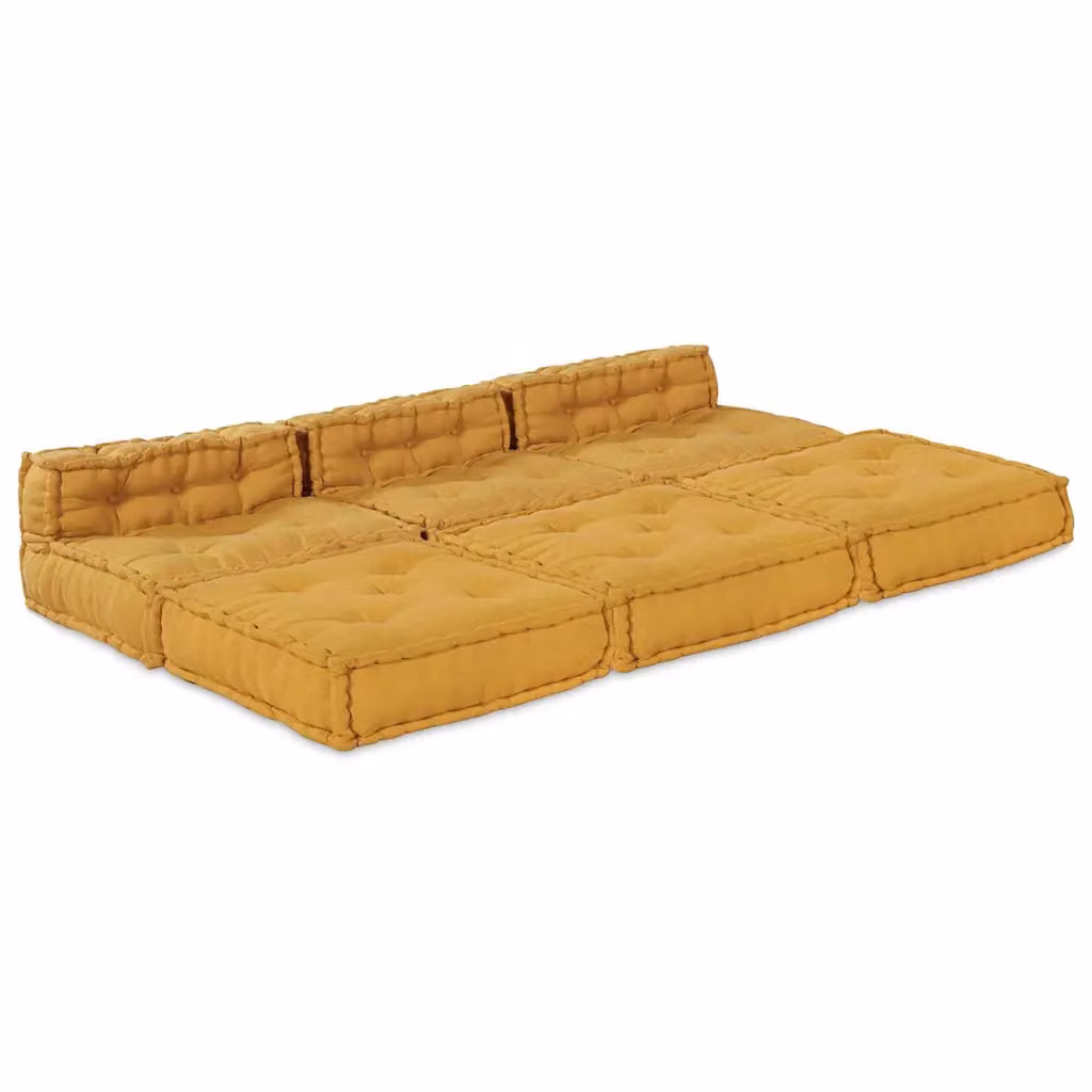 vidaXL Unità di Divano Modulare Tessuto Giallo 210 x 140 x 56 cm