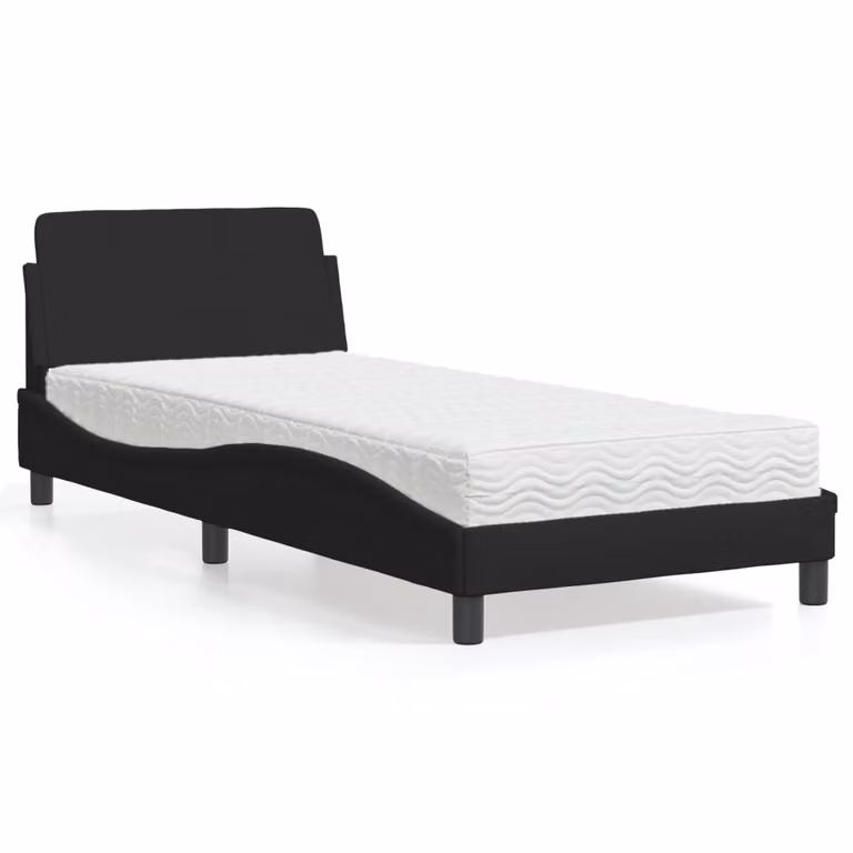 Letto con Materasso Dover vidaXL in Tessuto Nero 90x190 cm