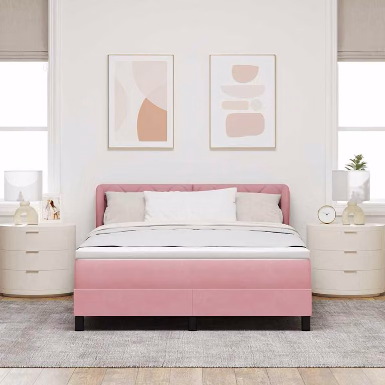Maison Exclusive - Letto boxspring con testiera Rosa 140 x 190 cm in velluto