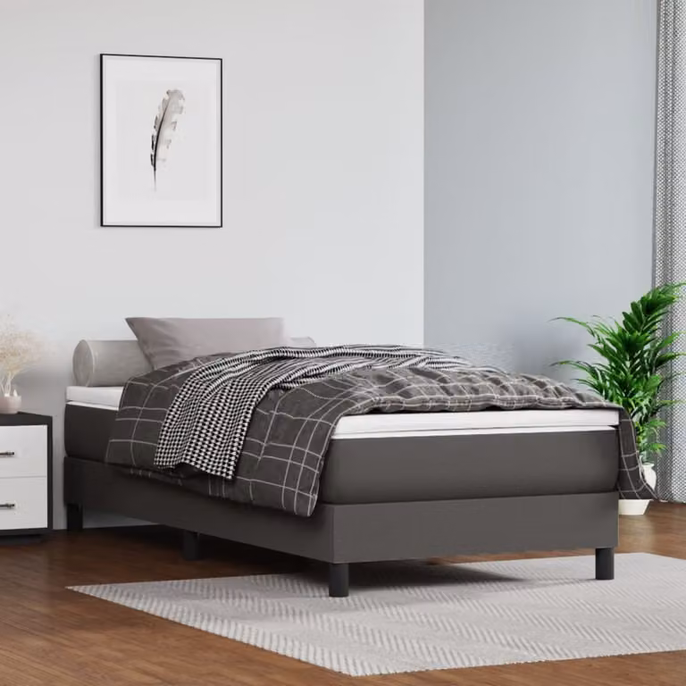 The Living Store Materasso a molle insacchettate grigio 90x190x20 cm in Pelle finta