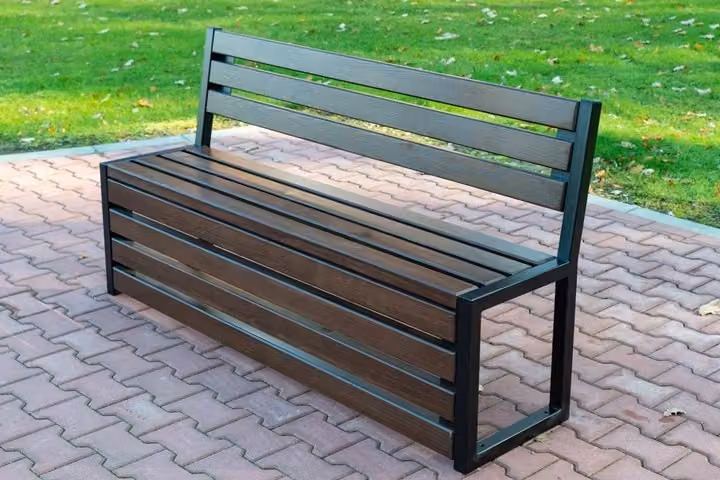 Panca da giardino in legno con schienale 188x38cm panca da parco in acciaio