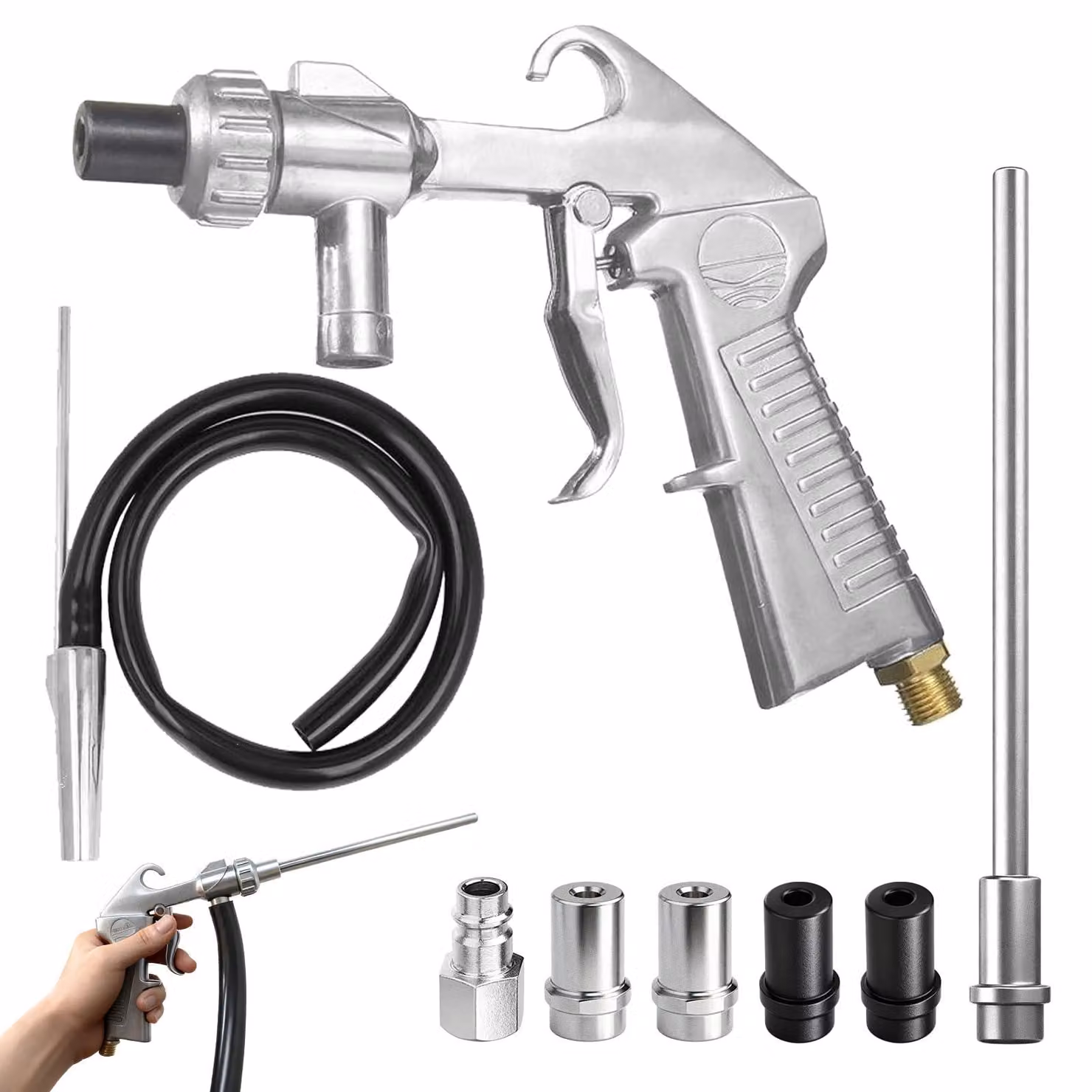 Pistola a getto d'aria compressa con set di ugelli in Vetroceramica per sabbiatrici