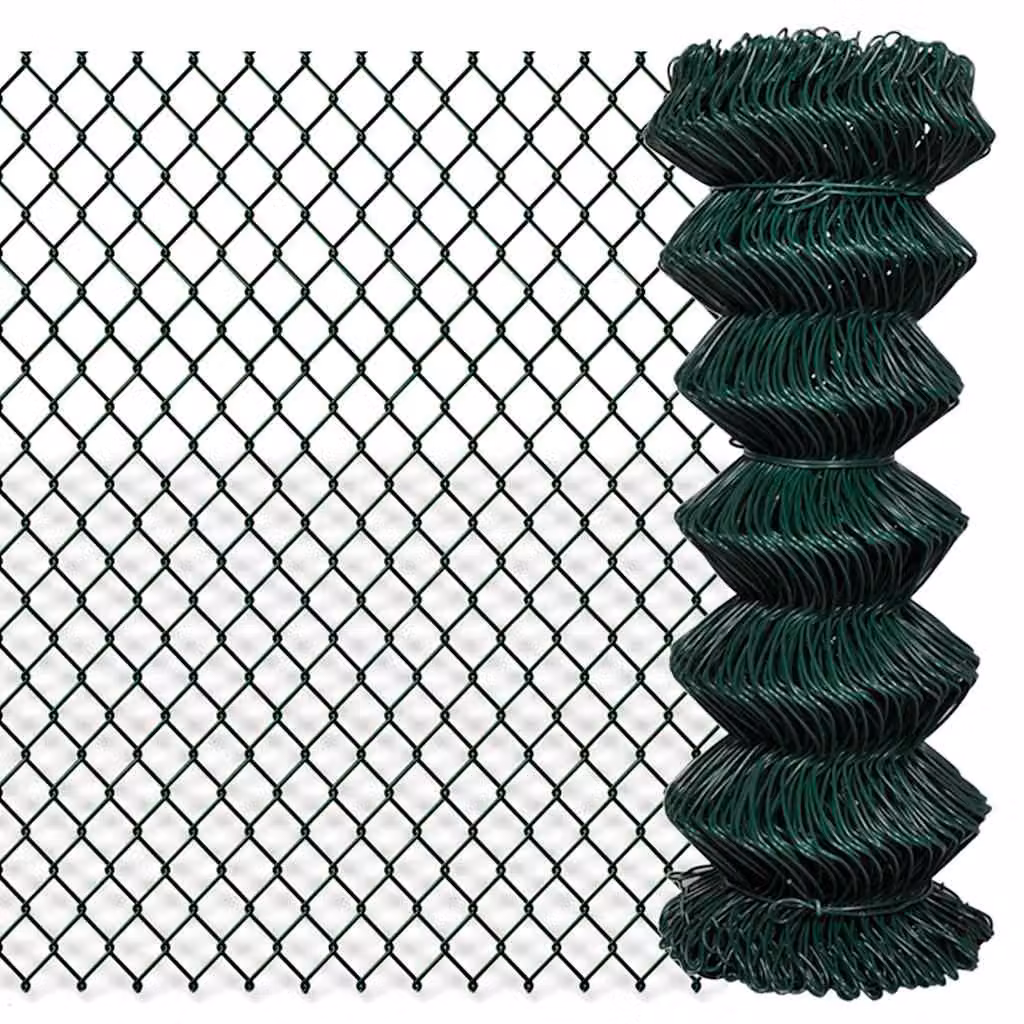 Recinzione a rete vidaXL in acciaio rivestito in PVC, Verde, H: 1 m, L: 15 m