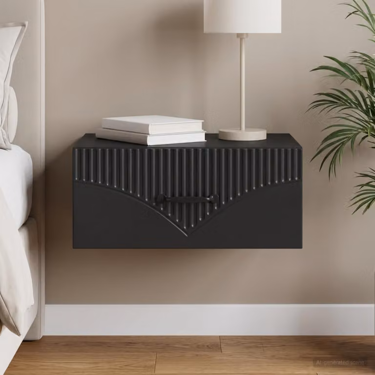 vidaXL Mobiletto da notte sospeso con cassetto Nero L 49 cm, P 34,5 cm, H 20 cm