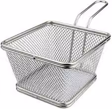 Cestello per frittura monoporzione quadrato Ilsa in acciaio inox 18/10 color argento L/P/H: 12 x 12 x 7 cm