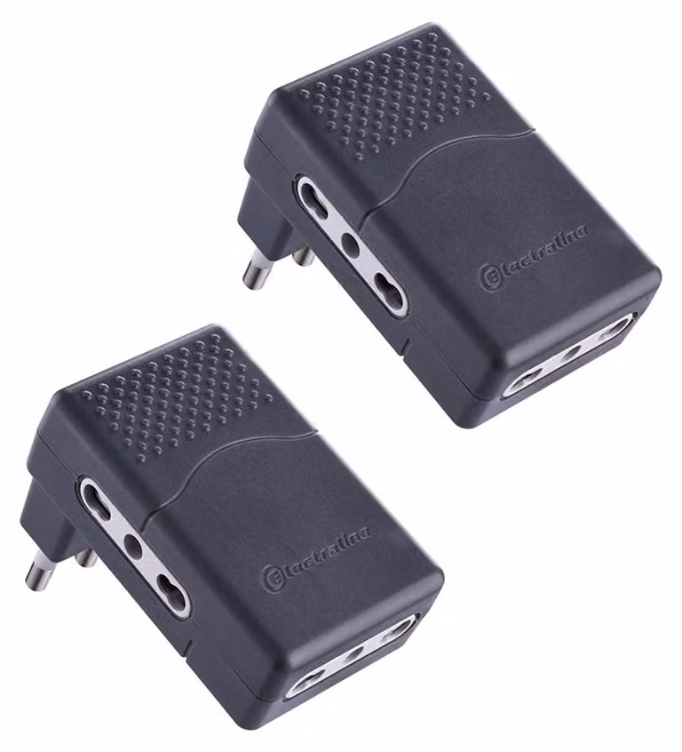 Electraline 92306 Set 2: Adattatore multipresa tripla, per due circuiti, da 10/16 A