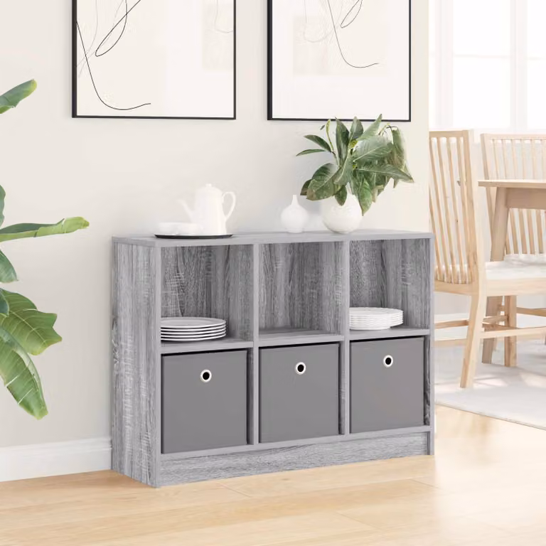Credenza vidaXL in stile minimalista, colore Grigio Sonoma, L 88,5 x P 27,5 x H 63,5 cm