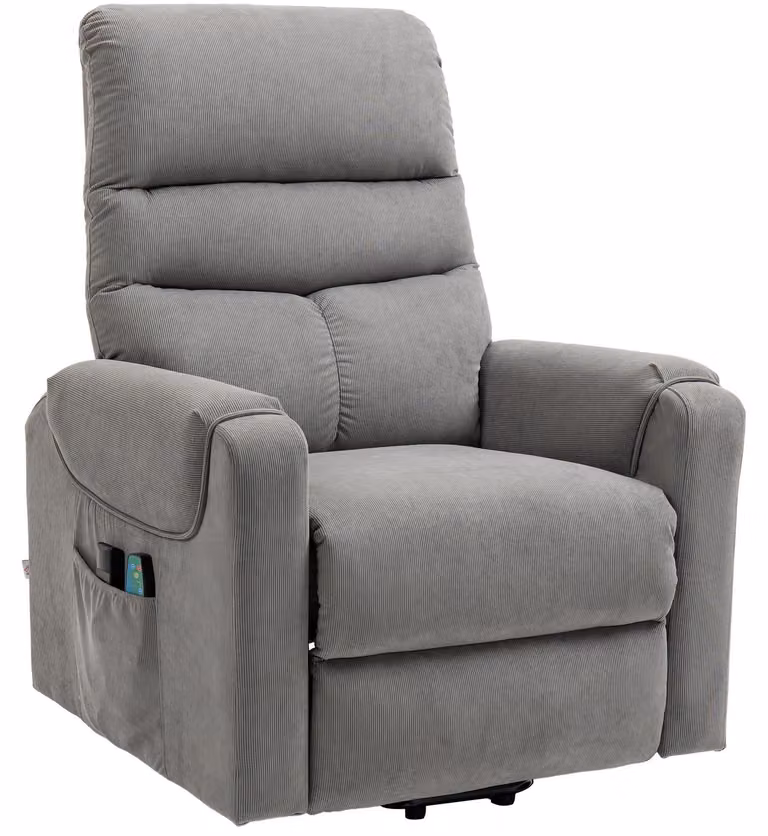 HOMCOM Poltrona TV con funzione di assistenza alla alzata, funzione massaggio e riscaldamento - Grigio scuro