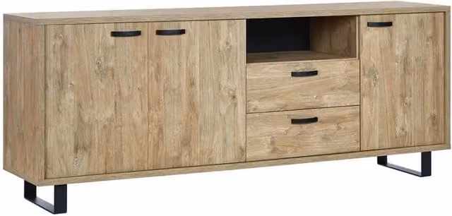 Buffet NEWTON XL 220 cm – 3 porte, 2 cassetti – Rovere dorato – Design moderno