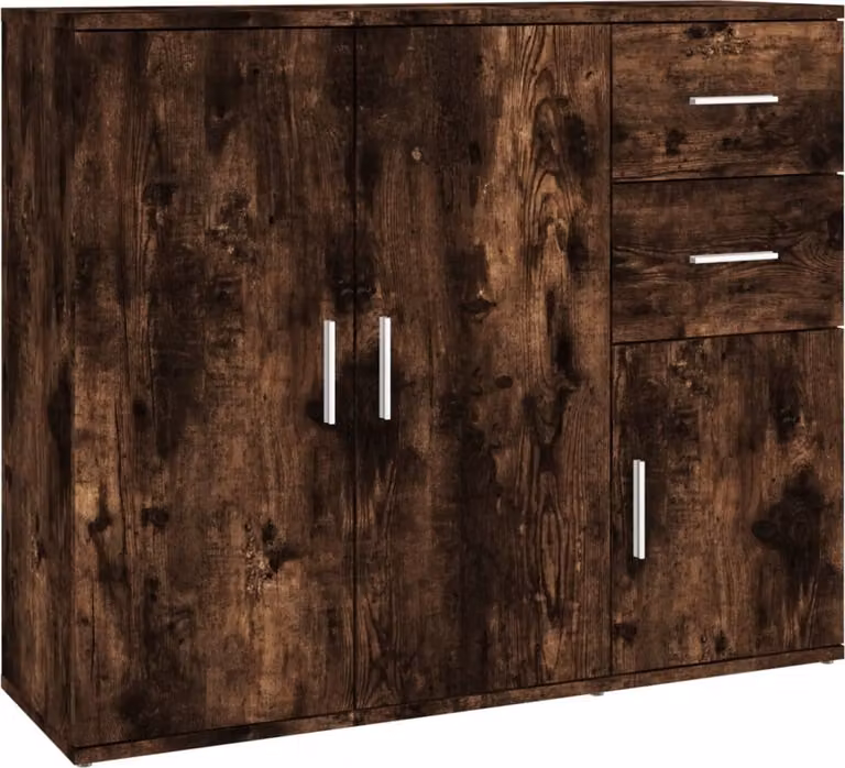 Credenza Rovere Fumo 91x29,5x75 cm in Legno Multistrato