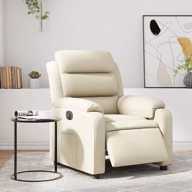 Divano Sedia-Poltrona Reclinabile Elettrica Crema in Similpelle 986991