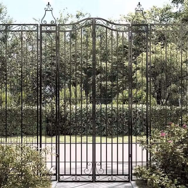 Cancello da giardino a battente doppio vidaxl in metallo nero L: 121 cm, P: 8 cm, H: 200 cm