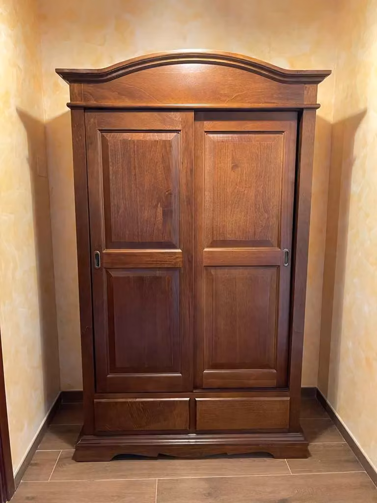 Armadio Arte Povera Mobili 2G con 2 ante scorrevoli in legno color noce, L: 122 cm, P: 60 cm, H: 200 cm – 2