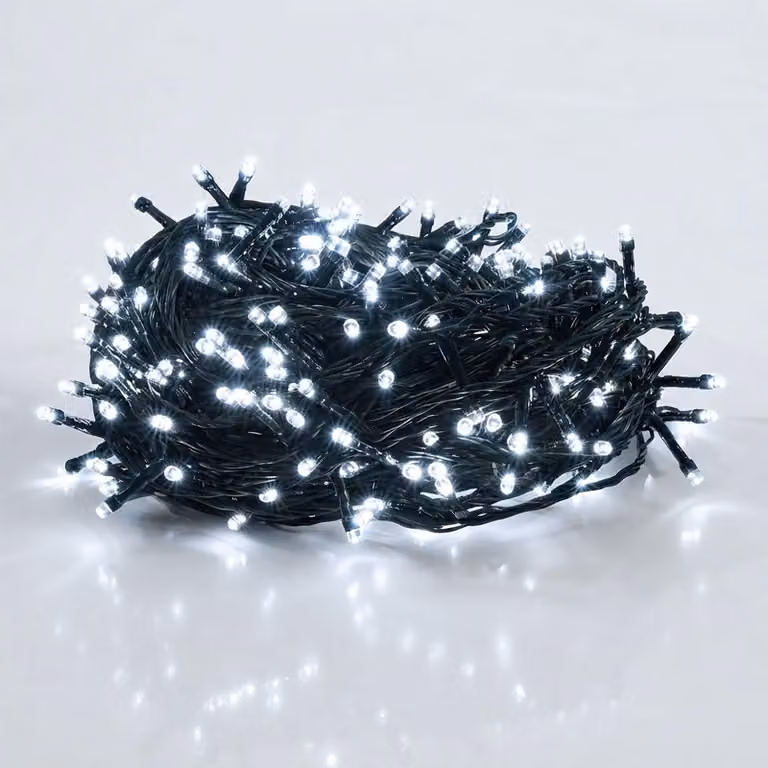 Catena luminosa natalizia (luce fredda), bianca - 240 LED - Illuminazione decorativa per esterni con timer