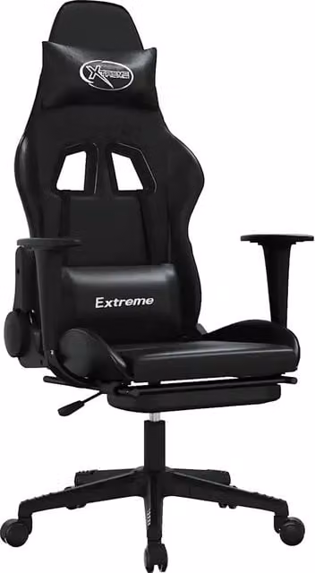 Sedia da Gaming DESIGN IN Nera in Similpelle con Poggiatesta e Ruote per Adulti