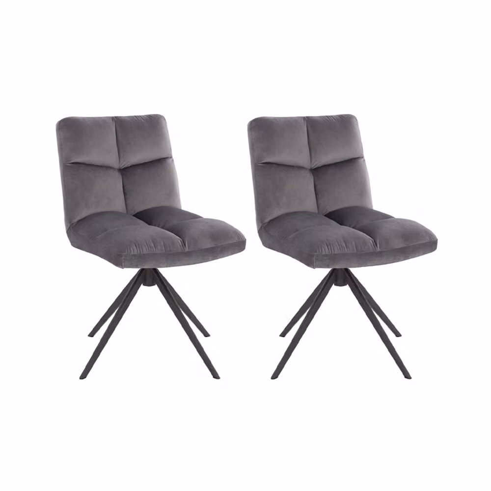 Home Deluxe - Sedia da sala da pranzo NODA set di 2 - Colore: grigio chiaro - girevole a 360 gradi, imbottitura morbida, carico massimo 120 kg I Sedia da cucina Sedie da pranzo Sedie da sala da pranzo