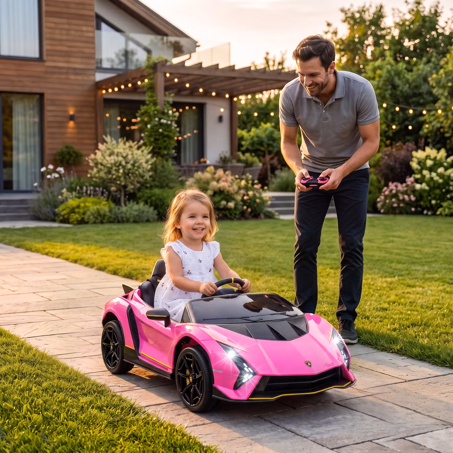 Macchina Elettrica Lamborghini AIYAPLAY per Bambini 3-6 Anni, 12V, Rosa – 2