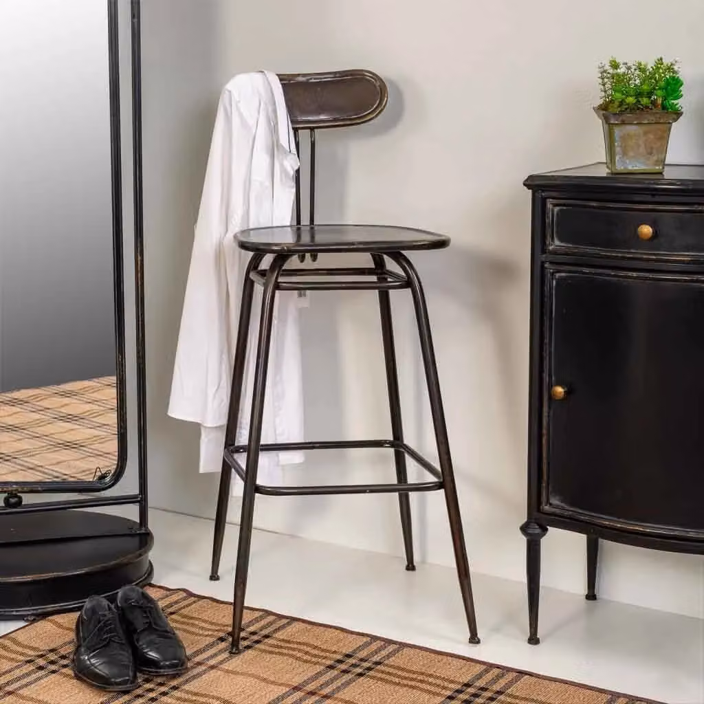 Sgabello in metallo Wanderlust Deco marrone e nero H 106 x L 45 x P 36 cm – 2