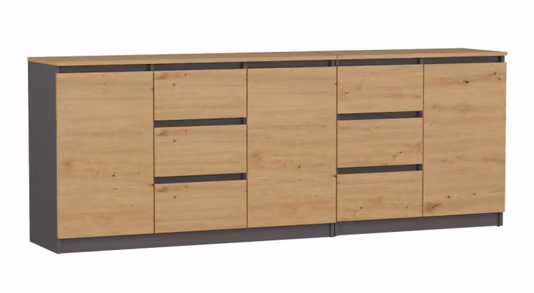Set 2x cassettiera combinata TOOMAS - rovere artisan / antracite