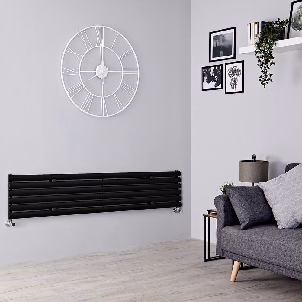 Radiatore di Design Orizzontale - Pannello Singolo - 354mm x 1600mm - Nero - Revive