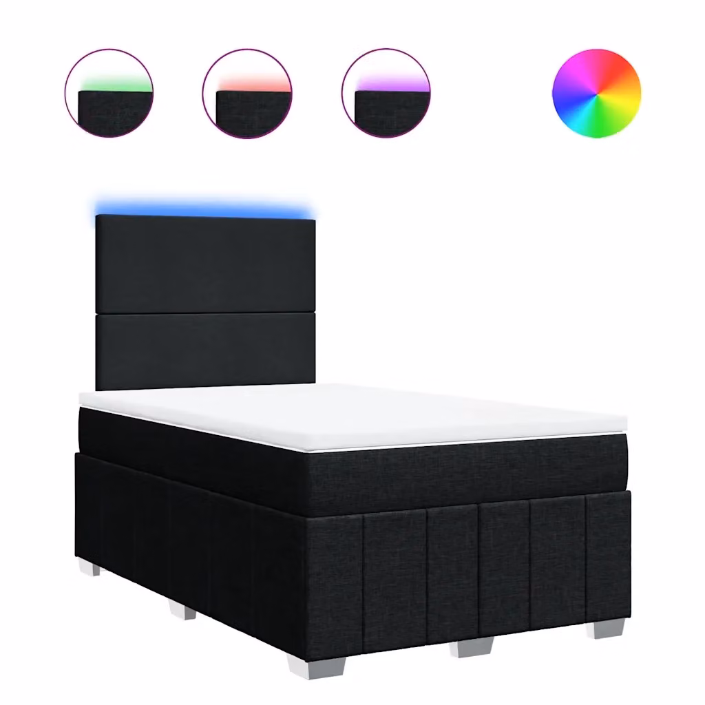 vidaXL Letto Ibrido con Materasso Nero e Struttura in Tessuto L/P/H: 120 x 200 cm – 2