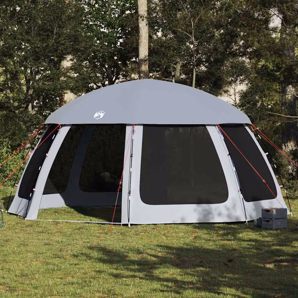 Tenda da piscina vidaXL con patta rimovibile e pareti in rete, grigio, L: 510 cm x P: 510 cm x H: 260 cm