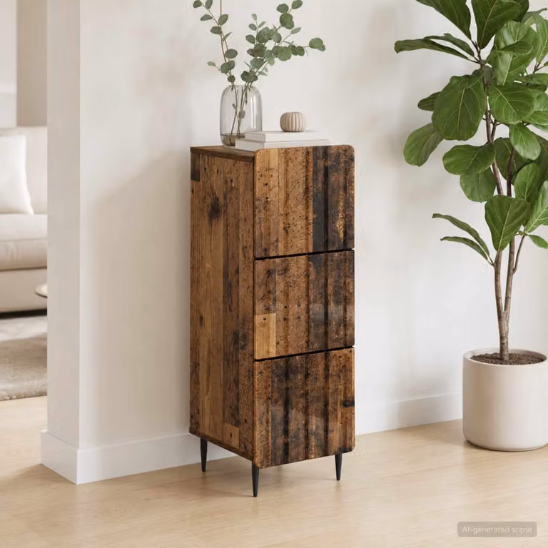Carrello mobile con cassetti vidaXL in legno e metallo marrone L 33 cm, P 34,5 cm, H 92 cm