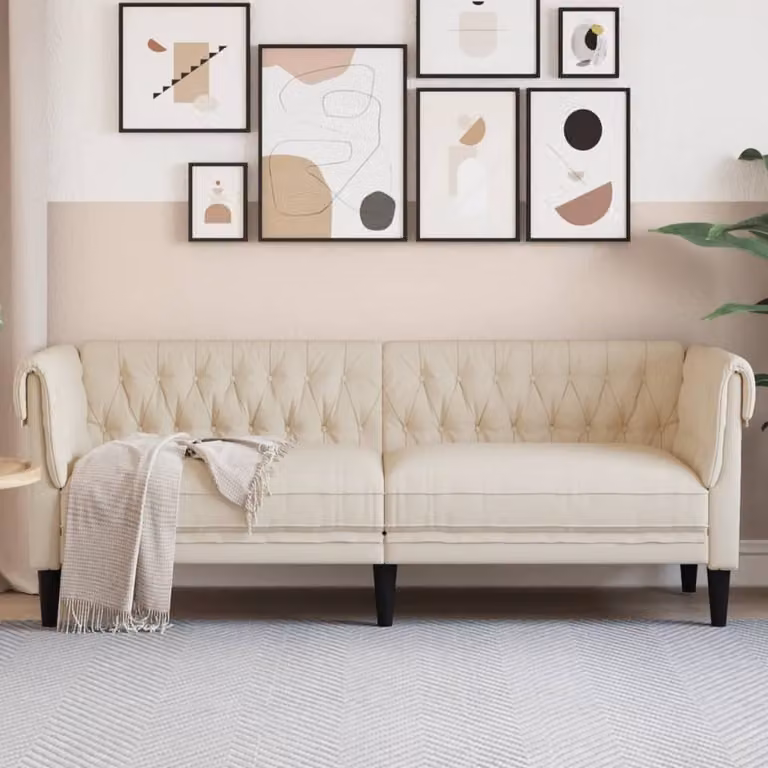 Maison Exclusive - Divano Chesterfield in lino, tre posti
