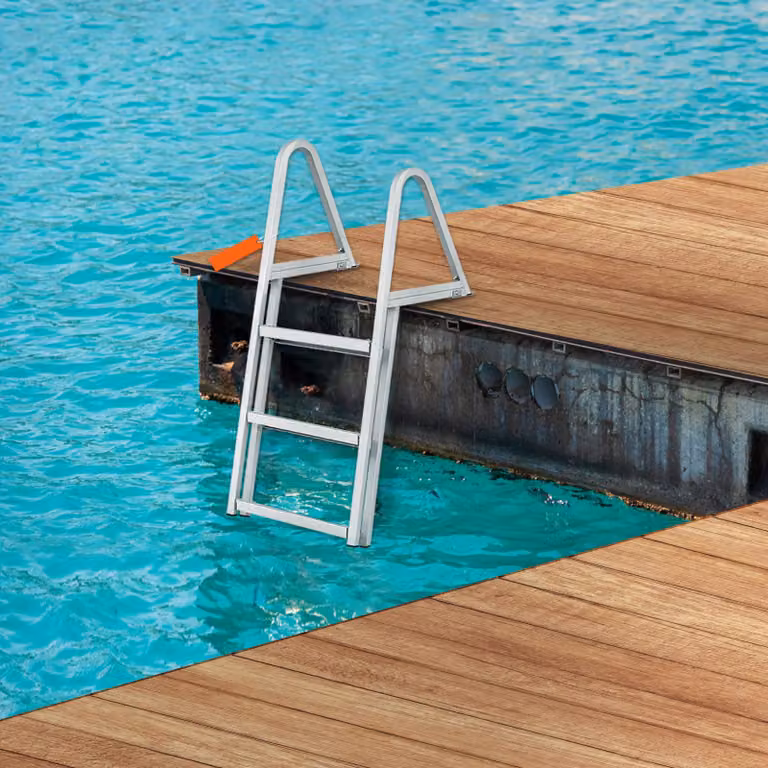 SucceBuy Scaletta per barche rimovibile a 3 stadi, portata 159 kg, 610 x 455 x 1225 mm