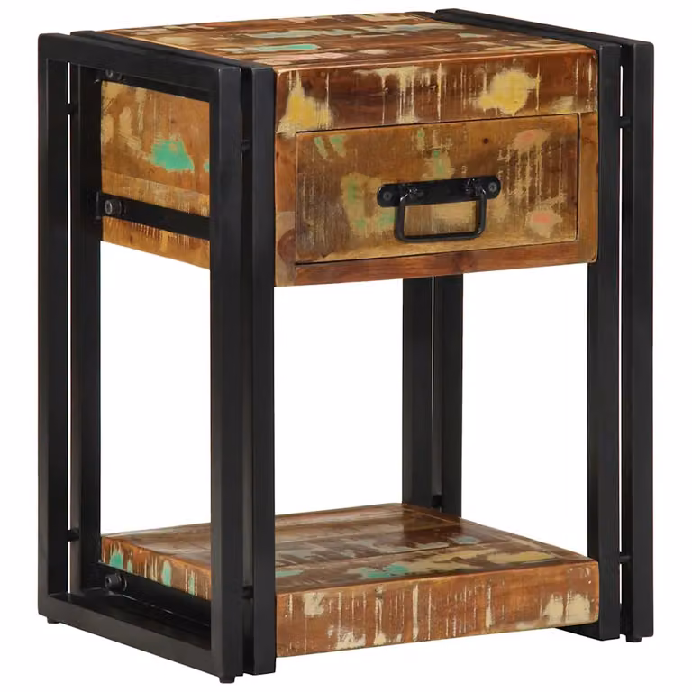 Set di 2 comodini vidaXL in stile rustico marrone e multicolore L/P/H: 40 x 35 x 50 cm