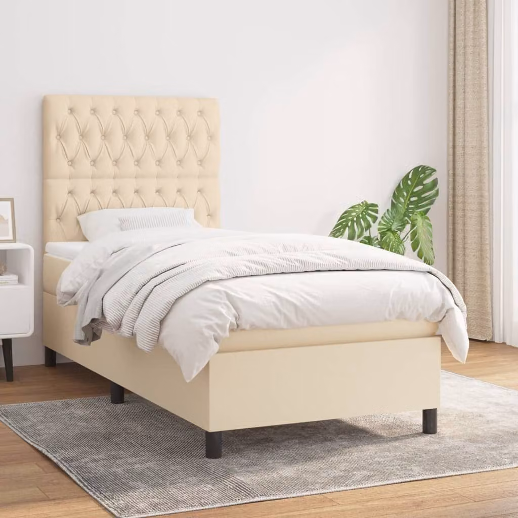 Maison Exclusive - Letto boxspring con materasso Crema 100x200 cm Tessuto