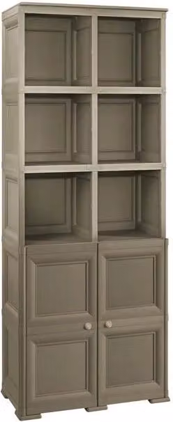 ARMADIO 2 MODULI CHIUSI E 3 MODULI SCAFFALE WENGÉ 79X43X203 CM – MOBILE CONTENITORE MULTIUSO ALTO PER SALOTTO, PERGOLATO E BALCONE COPERTO