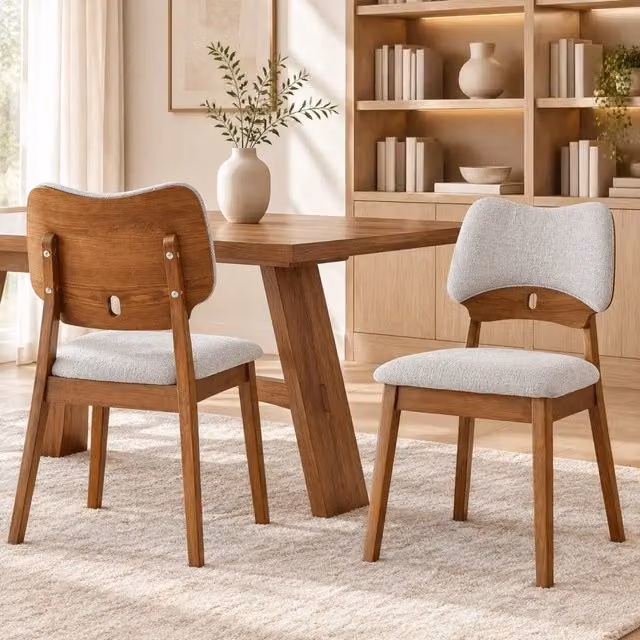 Set di 2 sedie da pranzo 43x42 cm grigie in legno, schienale a farfalla